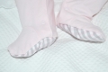 Pijama rosa abertura delantera con bolsillos y pies de cuadros de vichy