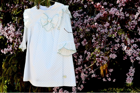 Vestido topitos glitter en verde agua