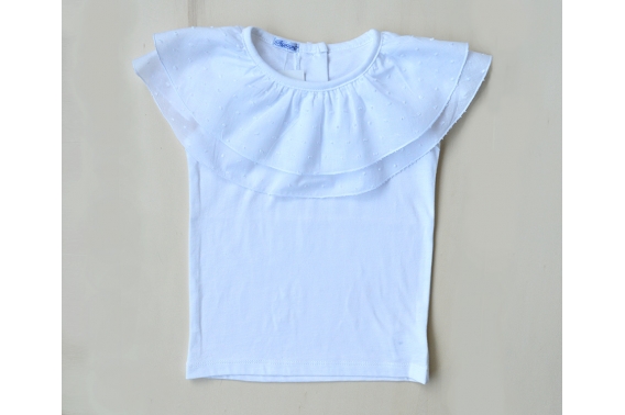 Camiseta blanca doble volante plumeti en el cuello