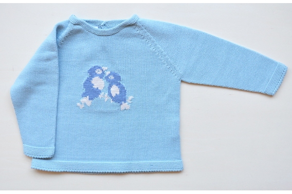 Jersey niño verde agua con pajaritos