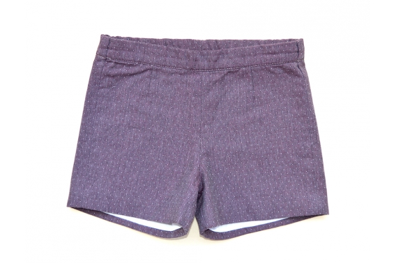 Pantalón corto morado con topitos pequeños unisex