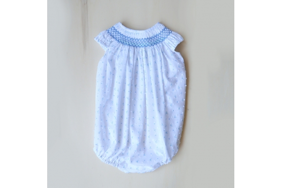 Ranita plumeti corazones azules con nido de abeja y bordados hechos a mano