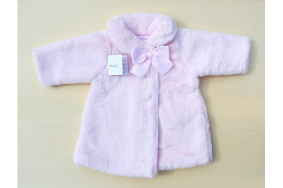 Abrigo piel sintética con lazo e interior de punto