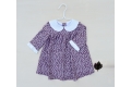 Vestido morado con estampado de mariposas y cuello bebé